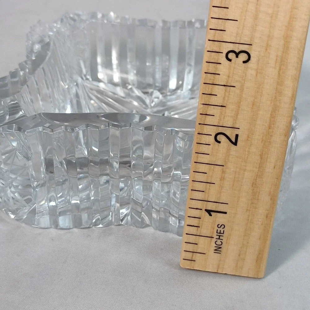 Set of 2 VTG Cigar Ashtray Cut Crystal Glass Tobacciana Heavy Diamond Sawtooth